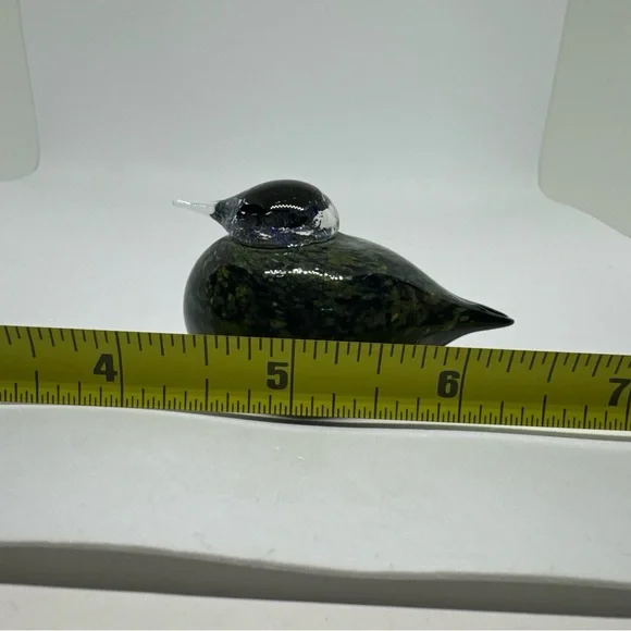 Very Rare Signed Oiva Toikka Nuutajarvi Finland small glass bird Goldcrest